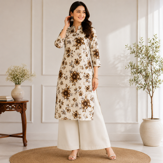Buy Combo Floral Rayon Printed with Off White Rayon Cotton Fabric 063