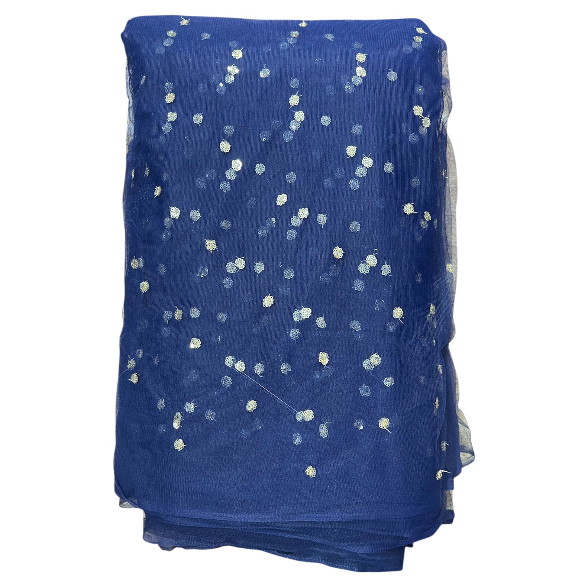 Navy Blue Butti Net Fabric