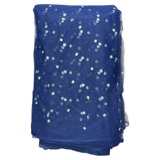 Navy Blue Butti Net Fabric