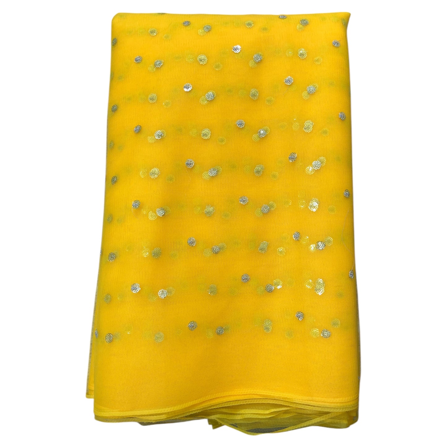 Yellow Butti Net Fabric