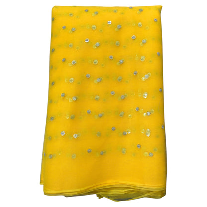 Yellow Butti Net Fabric