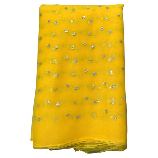 Yellow Butti Net Fabric