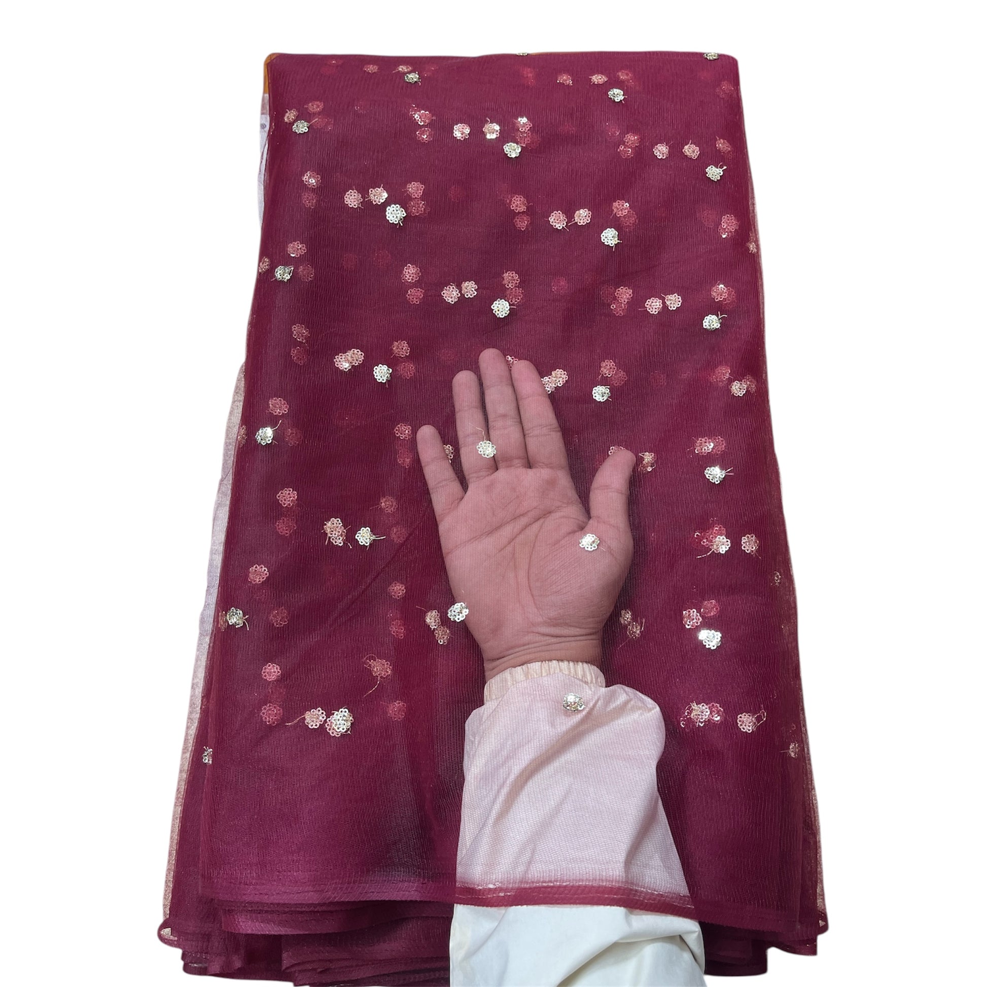 Mehroon Butti Net Fabric
