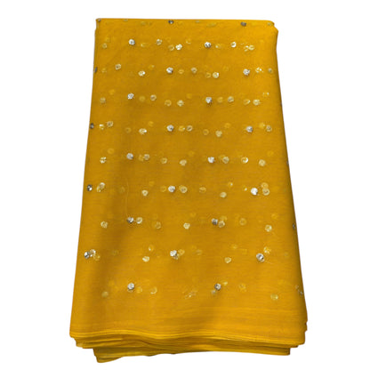 Mustard Butti Net Fabric