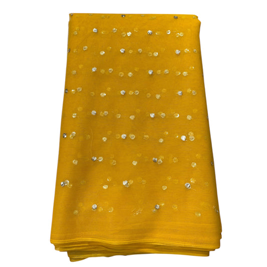 Mustard Butti Net Fabric