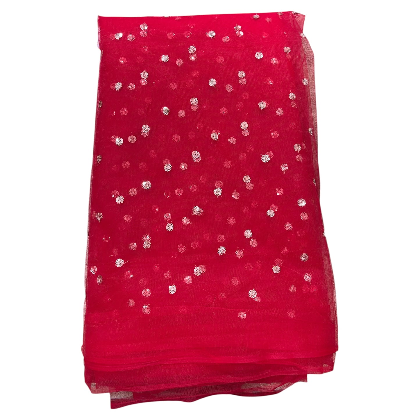 Red Butti Net Fabric