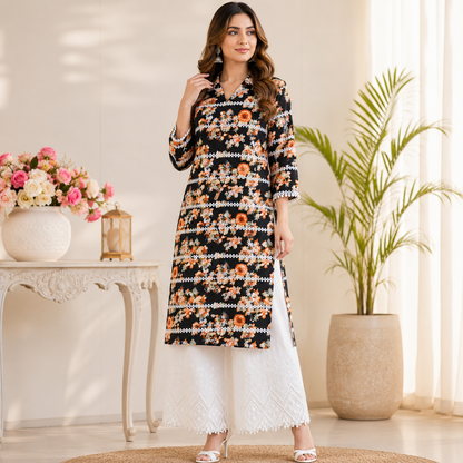 Buy Rayon Print with Kadai Top & Apliq Plazo Bottom (073)