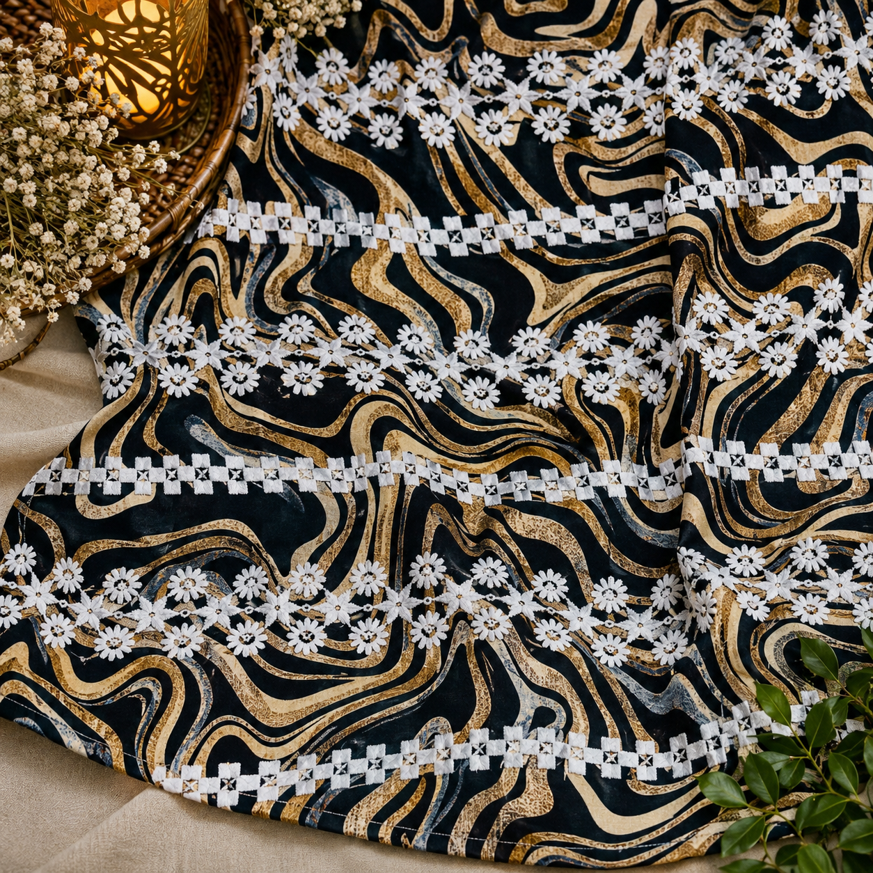 Buy Rayon Print with Kadai Top & Apliq Plazo Bottom (072)