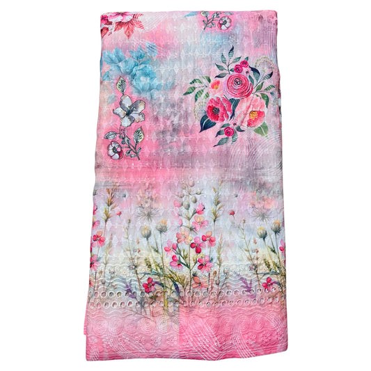 Poly Cotton Digital Chikankari Fabric