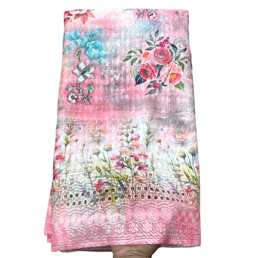 Poly Cotton Digital Chikankari Fabric