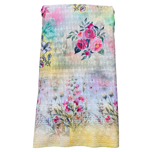 Poly Cotton Digital Chikankari Fabric