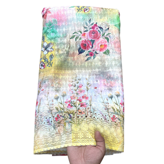 Poly Cotton Digital Chikankari Fabric