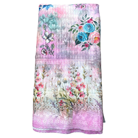 Poly Cotton Digital Chikankari Fabric