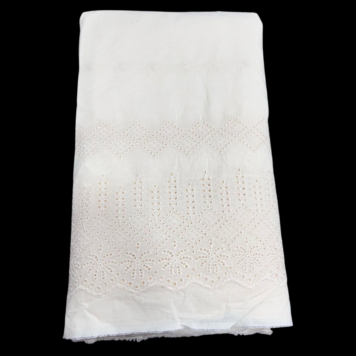  Kora Cotton Dyeable Border Pattern Chikankari Embroidered Fabric