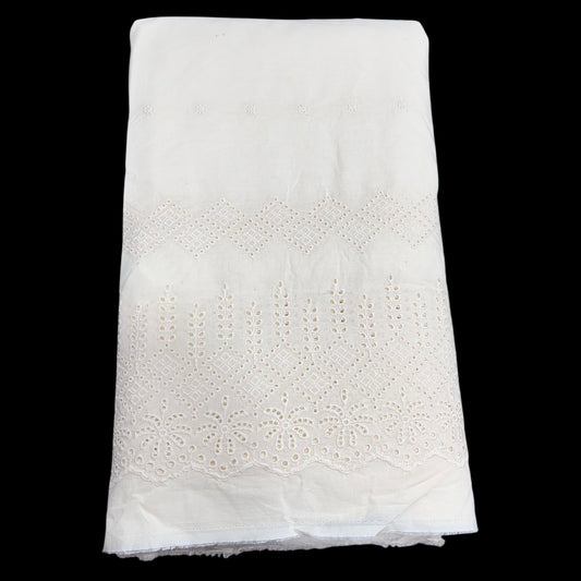 Kora Cotton Dyeable Border Pattern Chikankari Embroidered Fabric