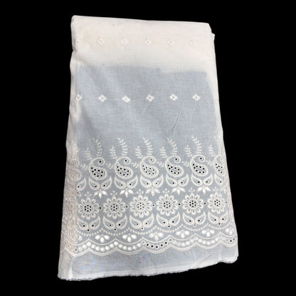  Kora Cotton Dyeable Border Pattern Chikankari Embroidered Fabric