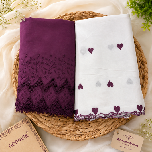 Buy Combo Wine Apliq Top & Bottom with Heart Kadai Dupatta Fabric