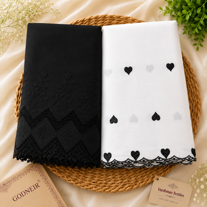 Buy Combo Black Apliq Top & Bottom with Heart Kadai Dupatta Fabric