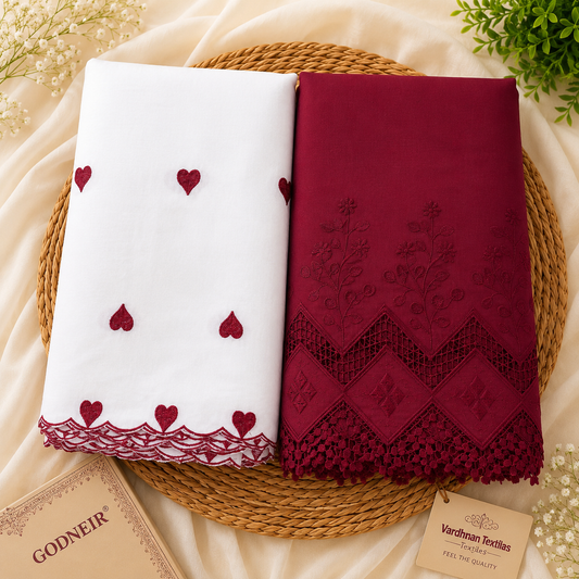 Buy Combo Mehroon Apliq Top & Bottom with Heart Kadai Dupatta Fabric