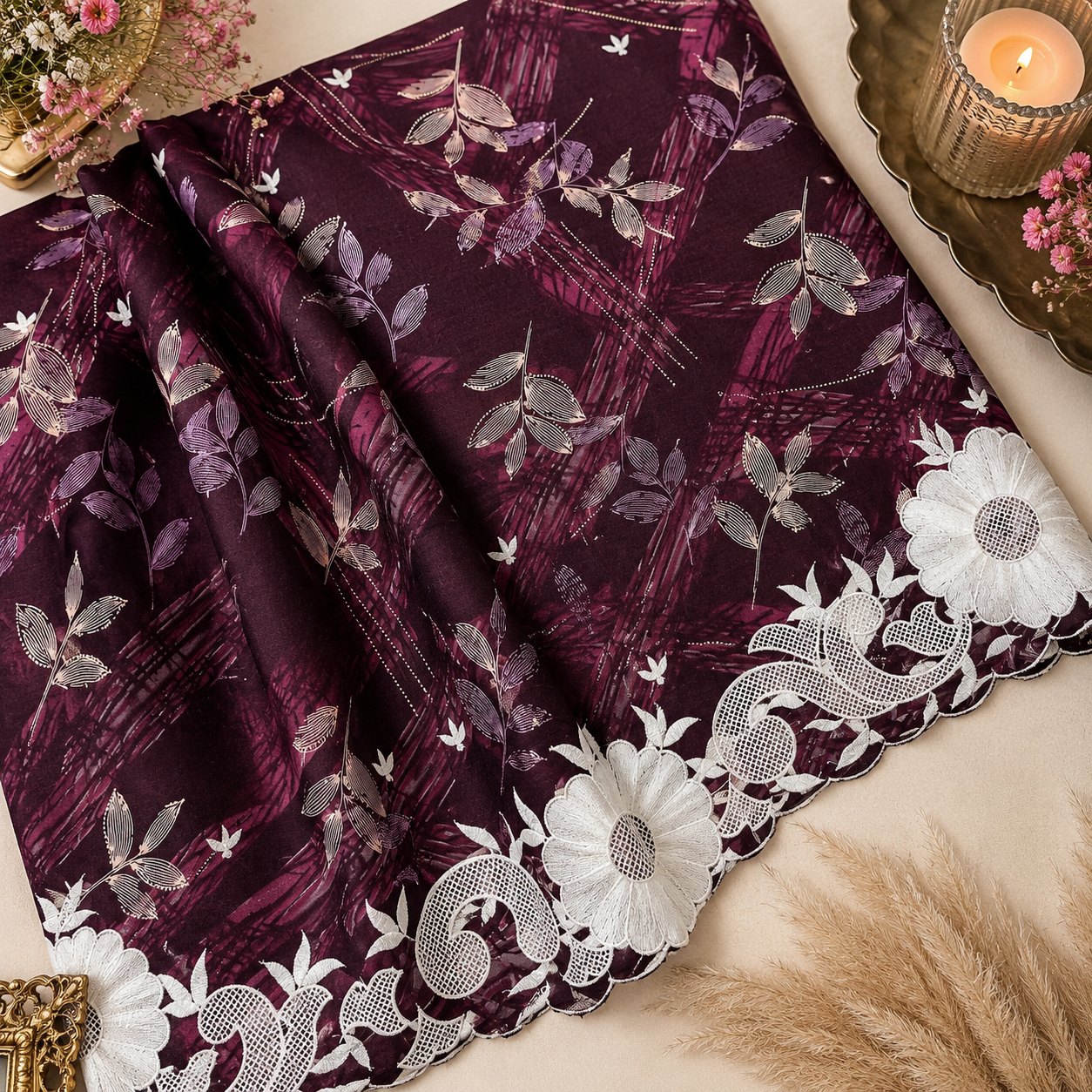 Buy Combo Pure Cotton Print Kadai Work with Plazo Fabric 031