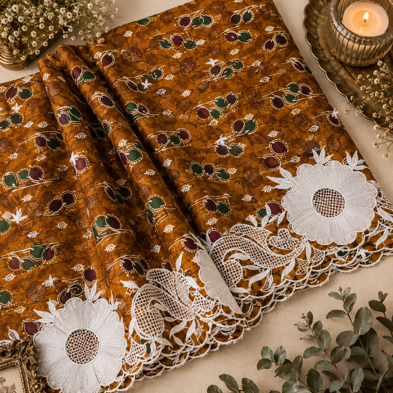 Buy Combo Pure Cotton Print Kadai Work with Plazo Fabric 032