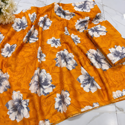 Buy Combo Floral Rayon Print Diamond with Apliq Plazo Fabric 056