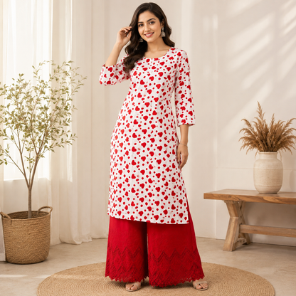 Buy Combo Rayon Printed with Apliq Border Plazo Fabric 010