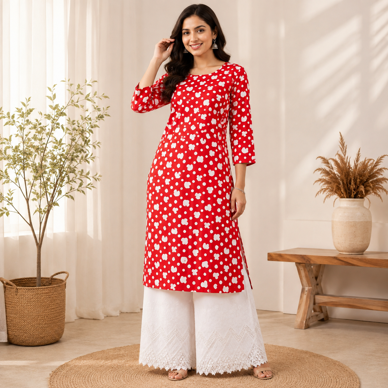 Buy Combo Rayon Printed with Apliq Border Plazo Fabric 012