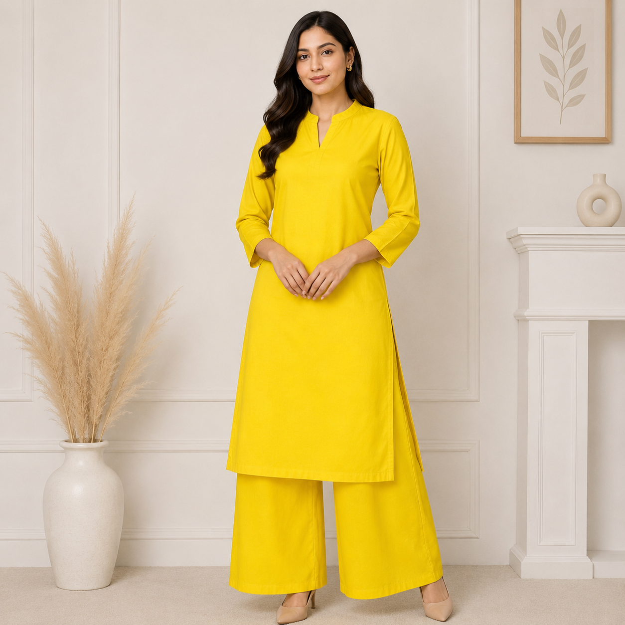 Buy Lemon Yellow Viscose Rayon Cotton Fabric