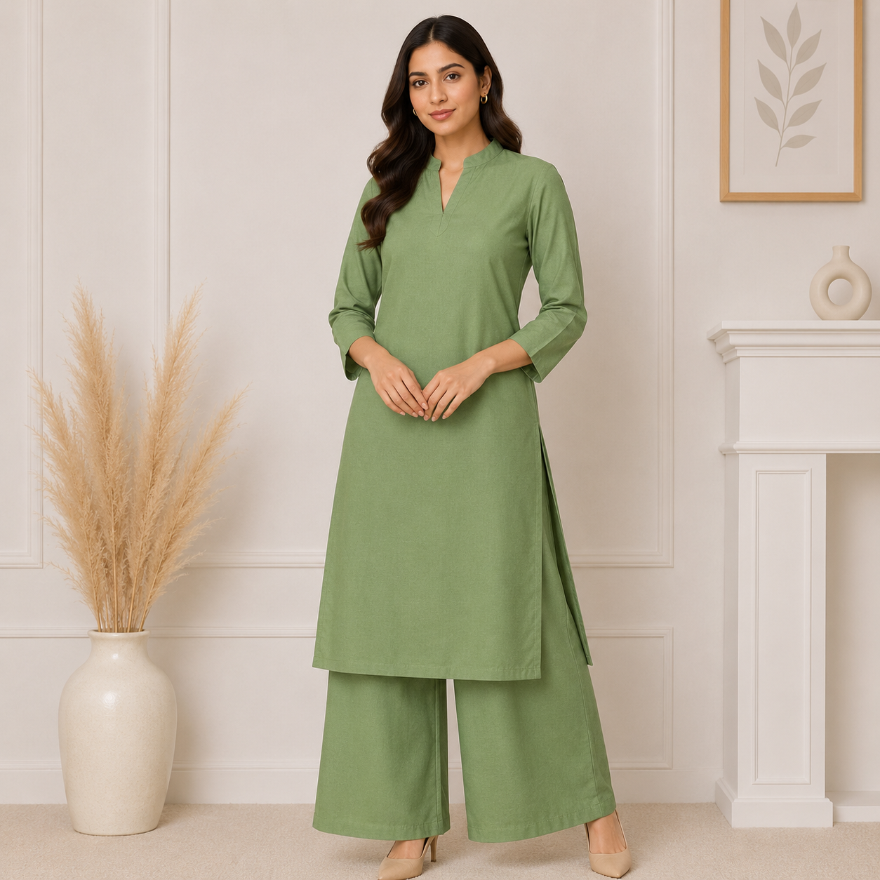 Buy Pista Green Viscose Rayon Cotton Fabric