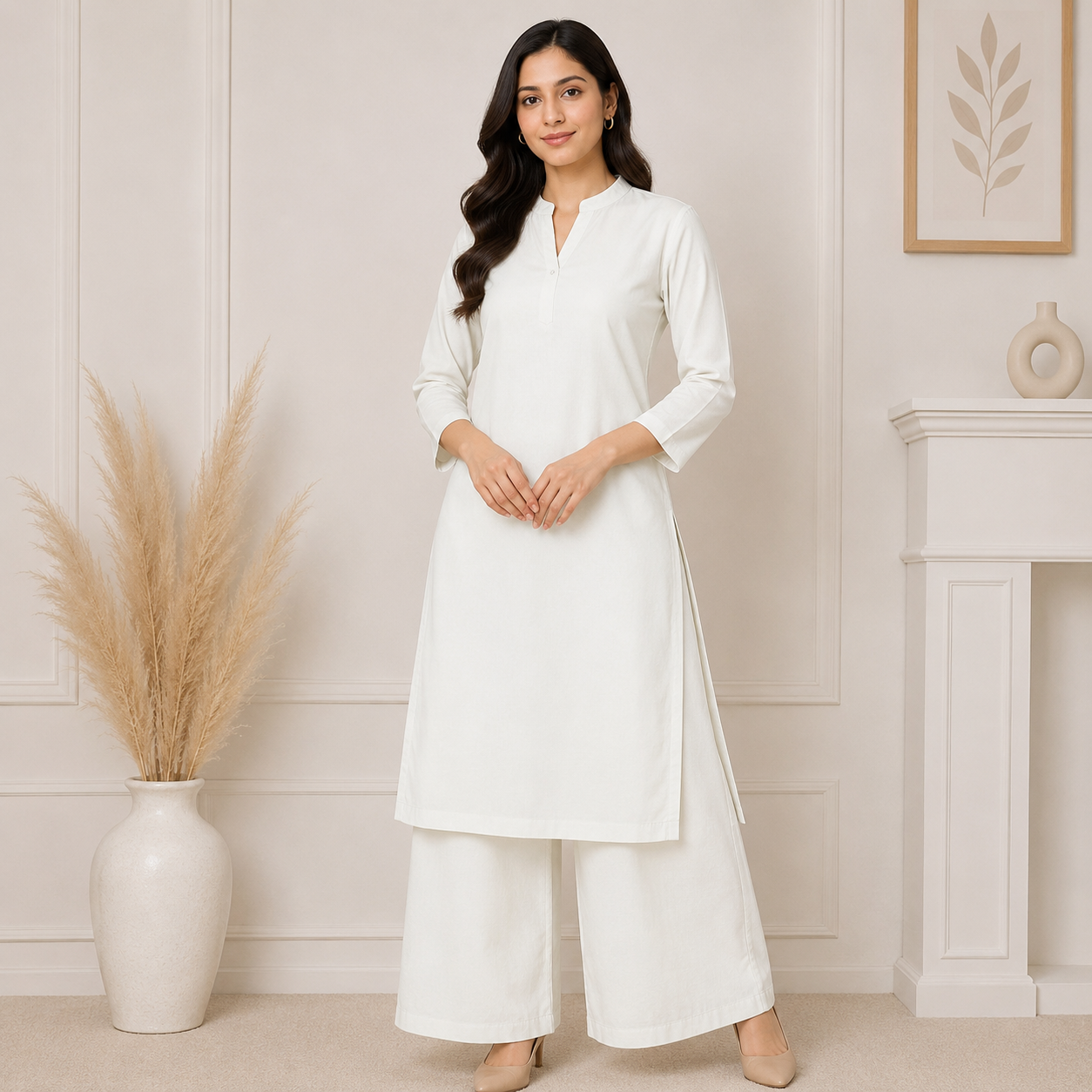 Buy Off White Viscose Rayon Cotton Fabric