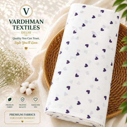 Buy Wine Color Rayon Heart Printed Fabric