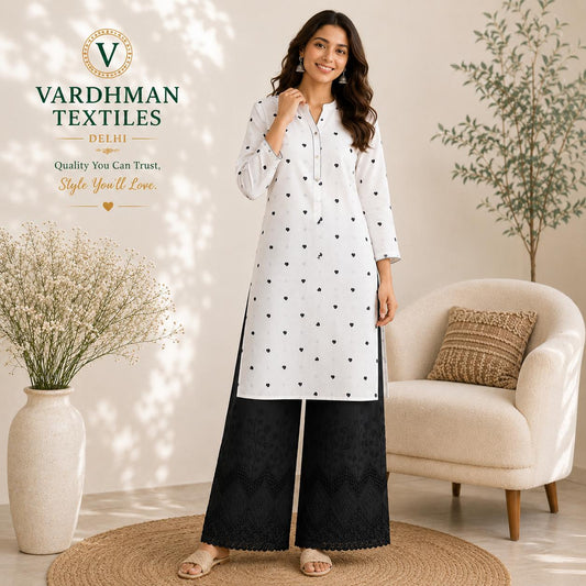 Buy Combo Rayon Printed Black with Apliq Border Plazo Fabric 004
