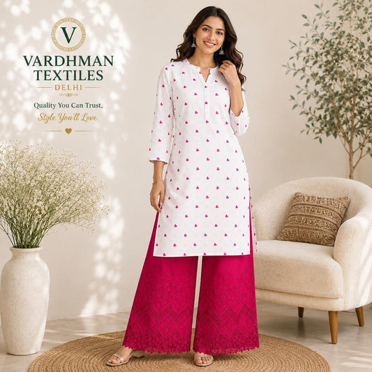 Buy Combo Rayon Printed Rani with Apliq Border Plazo Fabric 005