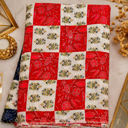 Buy Combo Floral Rayon Print Diamond with Apliq Plazo Fabric 050