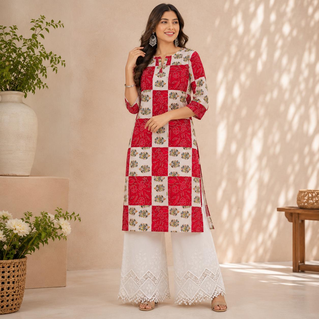 Buy Combo Floral Rayon Print Diamond with Apliq Plazo Fabric 050