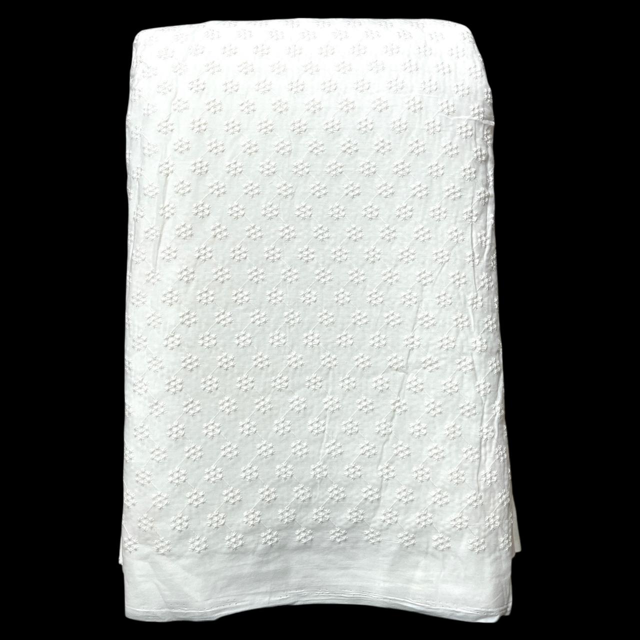  Pure Cotton Dyeable All Over Pattern Chikankari Embroidered Fabric 