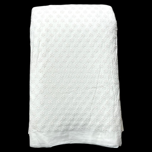  Pure Cotton Dyeable All Over Pattern Chikankari Embroidered Fabric 