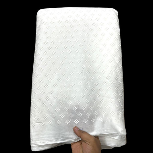 Pure Cotton Dyeable All Over Pattern Chikankari Embroidered Fabric