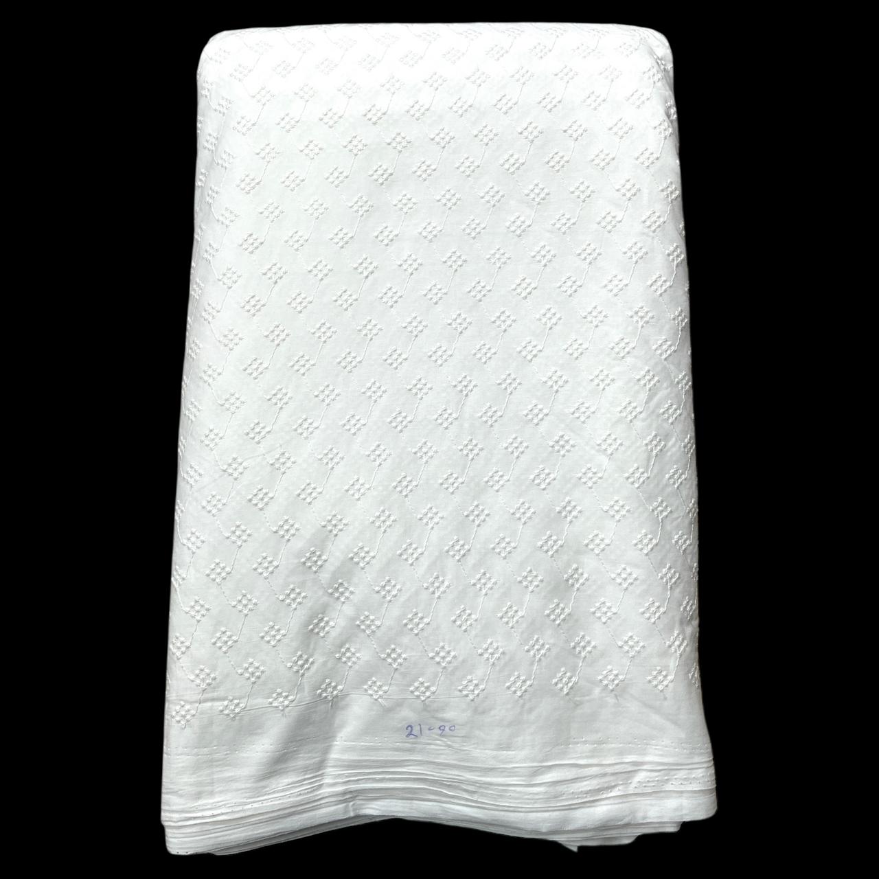 Pure Cotton Dyeable All Over Pattern Chikankari Embroidered Fabric