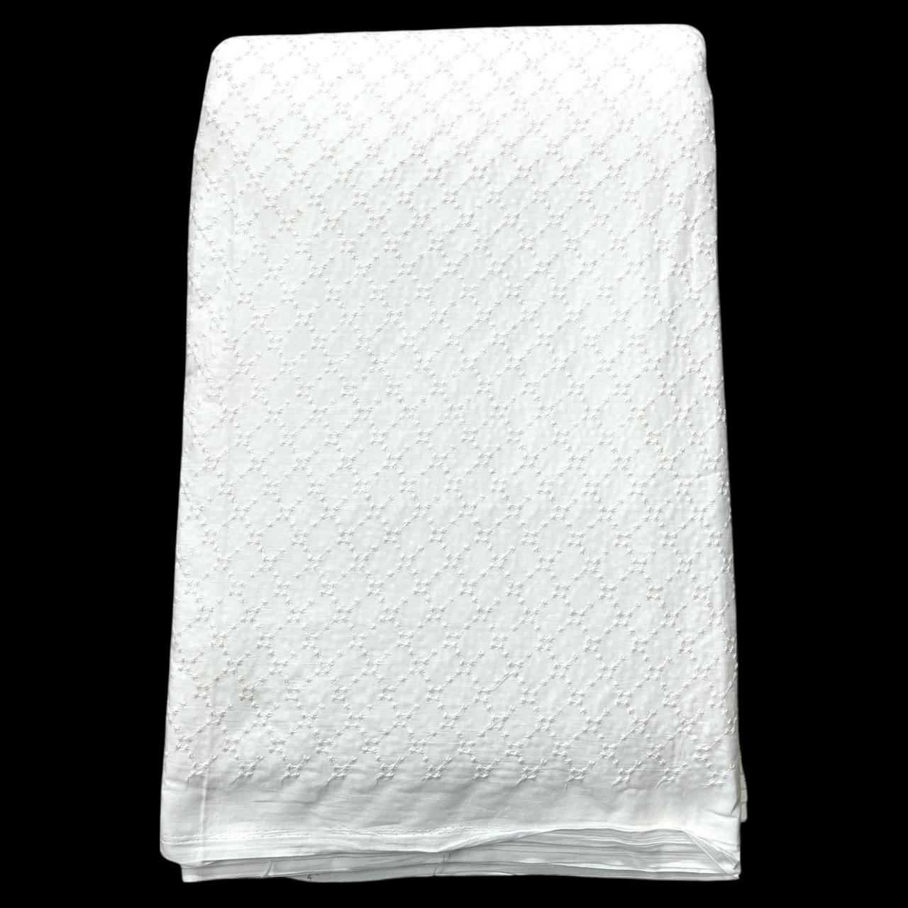 Pure Cotton Dyeable All Over Pattern Chikankari Embroidered Fabric