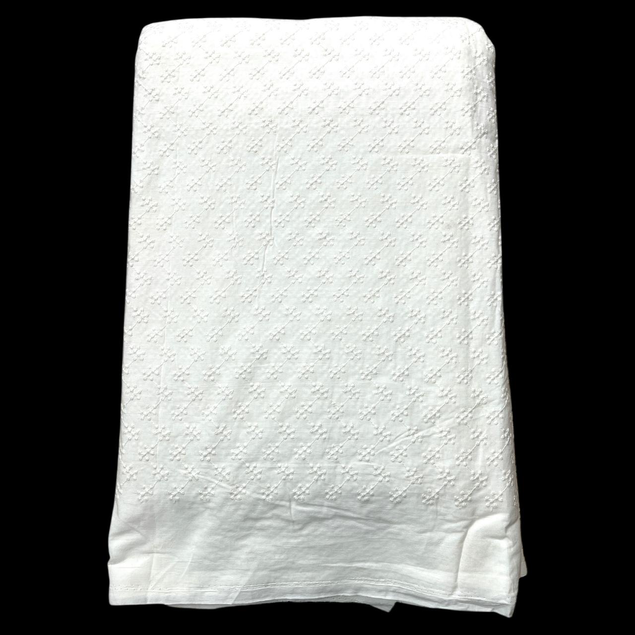 Pure Cotton Dyeable All Over Pattern Chikankari Embroidered Fabric