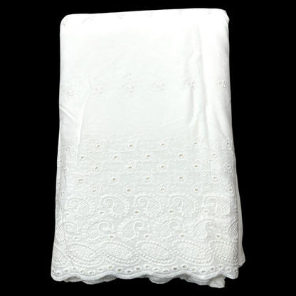 Pure Cotton Dyeable Plazo Border Chikankari Embroidered Fabric