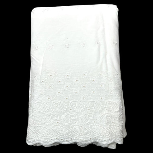 Pure Cotton Dyeable Plazo Border Chikankari Embroidered Fabric