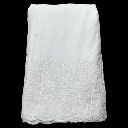 Pure Cotton Dyeable Plazo Border Chikankari Embroidered Fabric