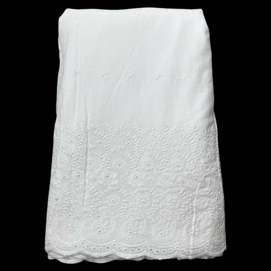 Pure Cotton Dyeable Plazo Border Chikankari Embroidered Fabric