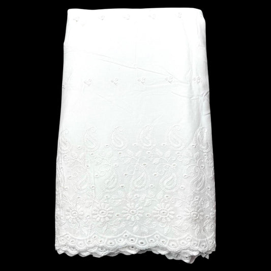 Buy White Pure Cotton Dyeable Plazo Border Chikankari Embroidered Fabric 005