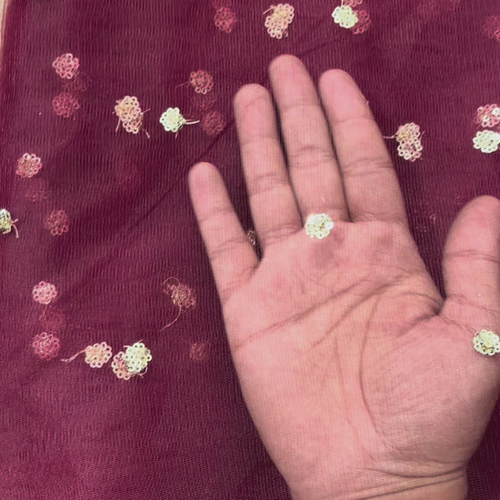 Mehroon Butti Net Fabric