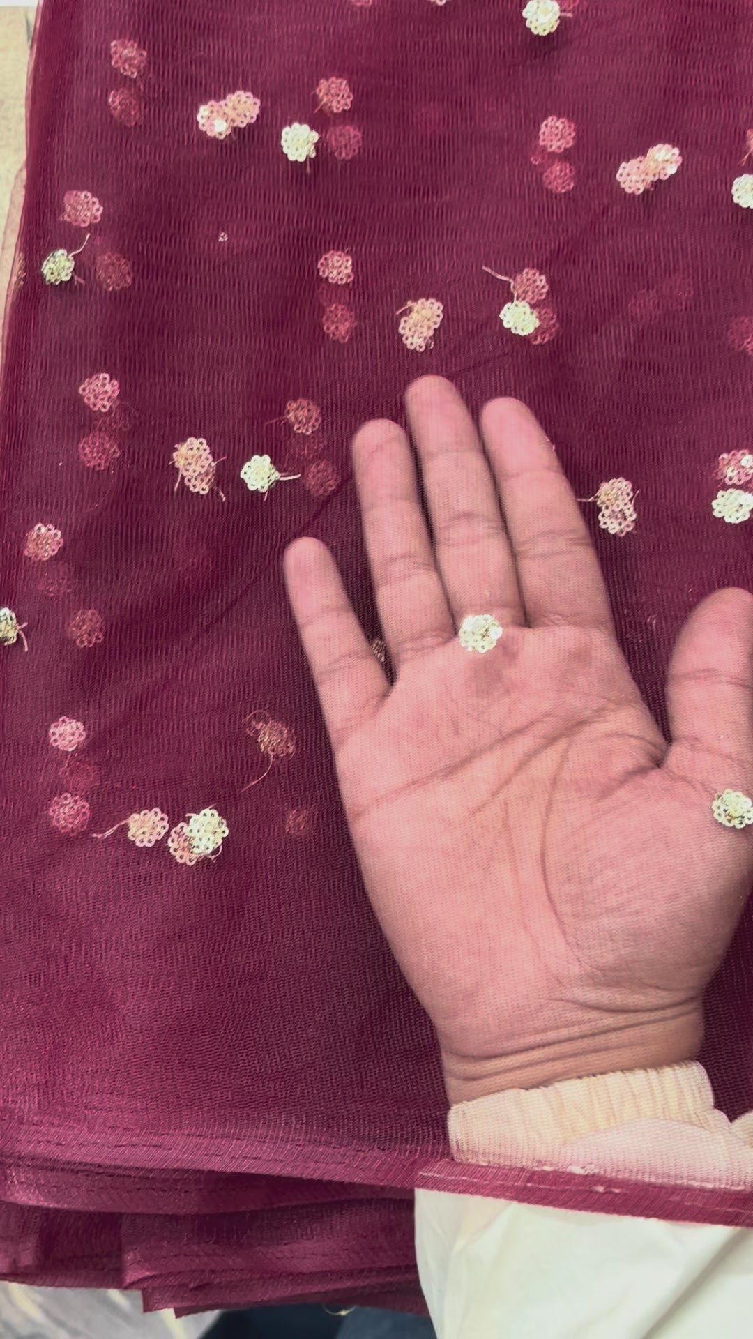 Mehroon Butti Net Fabric