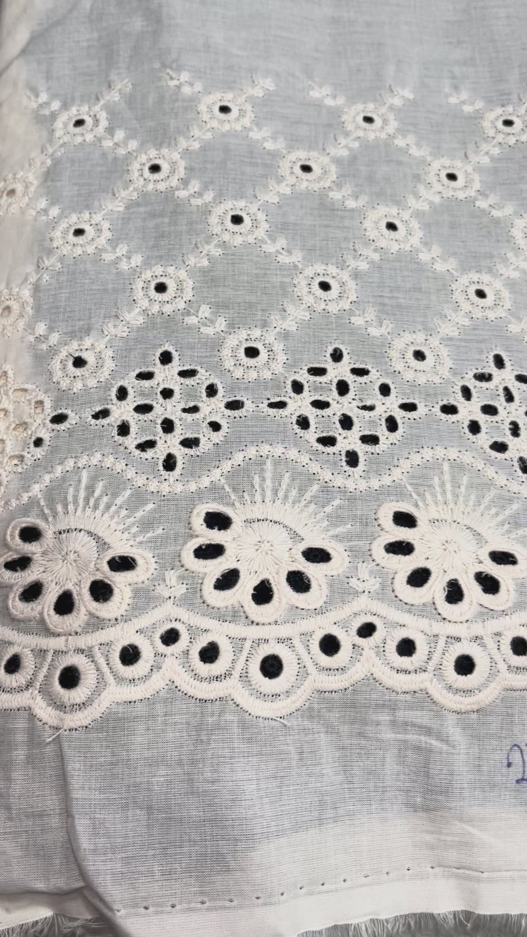  Kora Cotton Dyeable Border Pattern Chikankari Embroidered Fabric